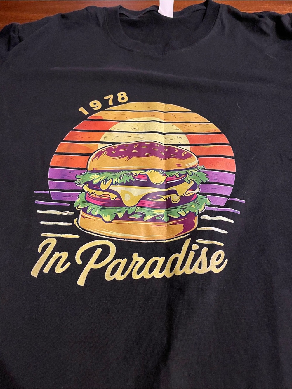 Vintage Style Cheeseburger ‘In Paradise' Burger Graphic Tee